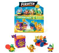PIRATIX Golden Treasure Series -Captain Pack King Roar.Includes 4 Piratix; 1 golden captain and 1 surprise piratix, 4 accessories,1 fortress, 1 cannon,2 exclusive treasures and 2 flags.Pack 2 out of 6