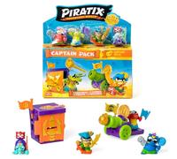 PIRATIX Golden Treasure Series - Captain Pack Ollie. Includes 4 Piratix;1 golden captain and 1 surprise piratix, 4 accessories, 1 fortress, 1 cannon, 2 exclusive treasures and 2 flags. Pack 6 out of 6