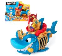PIRATIX King Shark - Articulated shark, with a cage to capture rival Piratix. Includes 1 shark, 1 exclusive treasure, 1 exclusive Piratix and 1 accessory, Blue