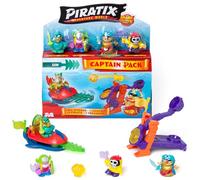 PIRATIX Shark Treasure Series-Captain Pack Snowball.Includes 4 Piratix (1 golden captain), 4 “crystal” accessories,Sea Speeder,Catapult, 2 exclusive flags and treasures with crystal effect. Pack 1/6