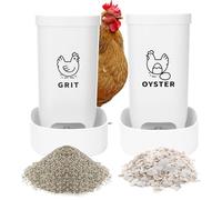 PIREKZUNT 2 Pack Chicken Oyster Shell Feeder and Grit Feeder, Automatic Hanging Chicken Feeder and Chicken Coop Accessories Improve Eggshell Quality and Hen Health