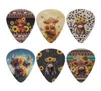 Pirexcny Cute Highland Cow Guitar Picks Medium Guitar Plectrums Classical Triangle 0.96mm for Electric Guitar Picks Bass Picks Ukulele Picks for Guitar Players