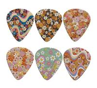 Pirexcny Hippie Flower 6 Piece Guitar Picks Heavy Guitar Pick Classical Medium 0.96mm Fashion Guitar Pick Plectrums for Bass Electric, Acoustic Guitar Bass Ukulele
