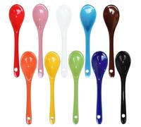 Pirhosigma 10 Color Porcelain Egg Spoons Ceramic Spoons 5 inch Coffee Dessert Yogurt Tea Milky Tea