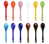 Pirhosigma 12 Color Porcelain Egg Spoons Ceramic Spoons 4.7 inch/12cm Length 2.7cm Width Coffee Spoon Dessert Yogurt Tea Milky Tea