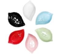 Pirhosigma 6 Colors Snack Porcelain Dish Bowls Ceramic Leaf Shaped Sugar Fruit Mixing Candy Servers Soy Sauce Dip Dipping Bowls 2.01 oz for Dinner Baking BBQ and Cooking