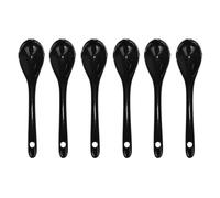 Pirhosigma 6 pcs Black Porcelain Egg Spoons Ceramic Spoons 4.7 inch/12cm Length 2.7cm Width Coffee Spoon Dessert Yogurt Tea Milky Tea