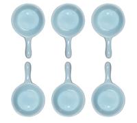 Pirhosigma 6 pcs Light Blue Porcelain Soy Sauce Dish Ceramic Dip Dipping Mini Small Bowls Plate 1.01 oz w/Handle for Dinner Baking BBQ and Cooking