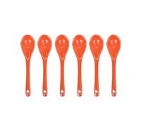 Pirhosigma 6 pcs Orange Porcelain Egg Spoons Ceramic Spoons 4.7 inch/12cm Length 2.7cm Width Coffee Spoon Dessert Yogurt Tea Milky Tea