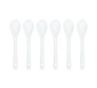 Pirhosigma 6 pcs White Porcelain Egg Spoons Ceramic Spoons 4.7 inch Coffee Spoon Dessert Yogurt Tea Milky Tea