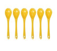 Pirhosigma 6 pcs Yellow Porcelain Egg Spoons Ceramic Spoons 4.7 inch/12cm Length 2.7cm Width Coffee Spoon Dessert Yogurt Tea Milky Tea