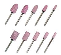 Pirhosigma Abrasive Stone Mounted Points Grinding Head Wheel Bits Polishing Rotary Tool Bullet and Cylinder Shaped Pink 3mm Shank 4, 6, 8, 10, 12 mm Head Size