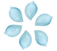 Pirhosigma Blue Snack Porcelain Dish Bowls Ceramic Leaf Shaped Sugar Fruit Mixing Candy Servers Soy Sauce Dip Dipping Bowls 2.01 oz for Dinner Baking BBQ and Cooking