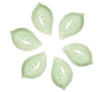 Pirhosigma Green Snack Porcelain Dish Bowls Ceramic Leaf Shaped Sugar Fruit Mixing Candy Servers Soy Sauce Dip Dipping Bowls 2.01 oz for Dinner Baking BBQ and Cooking
