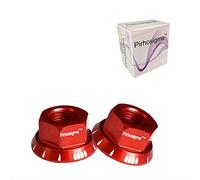 Pirhosigma Red 2 x M10 Bike Wheel Hub Axle Nuts 7075 Aluminum Bicycle Chromed Skewer Bolt Screw Nut Road MTB Replacement