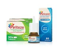 Piriteze Allergy Relief Antihistamine Tablets (60) & Pirinase Hayfever Once Daily Nasal Spray Bundle - Hayfever Tablets with Cetirizine - Hayfever Nasal Spray - Allergy Tablet & Sinus Relief