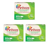 Piriteze Hayfever & Allergy Antihistamine Tablets, Allergy Relief, Cetirizine, 30s (Pack of 3)
