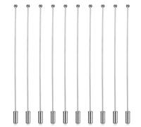 Piriuuo 10 Pcs Brooch Pin Stick for Jewelry Making, Metal Stick Pin Silver Brooch Boutonniere Sticks Long Needle Eye Pin with Stopper Ends for DIY Costume Jewelry Making Accessories (Silver)