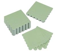 Piriuuo 100 Pcs Cocktail Napkins, 2-Ply Scalloped Napkins Folded 5 x 5 Inch Disposable Dessert Napkin Beverage Napkin for Home Bar Wedding Birthday Table Party Supplies (Sage Green)