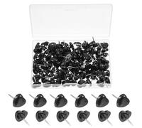 Piriuuo 100 Pcs Heart Push Pins, Cute Thumb Tacks Plastic Push Pins Map Tacks with Steel Point Decorative Push Pins for Home School Office Notice Board Cork Board(Black)