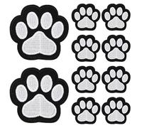 Piriuuo 12 Pcs Cute Dog Cat Paw Print Patches, Self Adhesion Paw Print Iron On Patches Sewing Chenille Patches Embroidery Applique Patches Badge for Clothes Jeans Backpacks Hats (Black, White)
