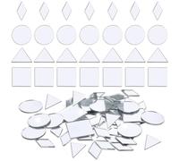 Piriuuo 120 Pcs Small Mirrors for Crafts, 4 Shapes Mirror Pieces for Crafts DIY Mirror Mosaic Tiles Triangles/Squares/Rounds/Rhombus Glass Tiles 1 Inch Mirror Tile for Disco Balls Crafts Supplies
