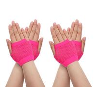 Piriuuo 2 Pairs Short Fishnet Gloves, Fishnet Fingerless Gloves-Pink Fish Net Gloves 80s Neon Fish Net Glove for 80s 90s Cosplay Halloween Costume Party (Hot Pink)