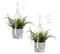 Piriuuo 2 Pcs Macrame Plant Hanger Boho Hanging Planters for Indoor Plants Decorative Braided Cotton Rope Plant Hanger Hanging Plant Holder with Metal Hook for Indoor Outdoor Home Decor, 20 In
