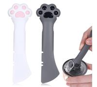 Piriuuo 2 Pcs Pet Food Spoon, Cute Paw Cat Spoon Silicone Cat Can Opener Cat Food Spatula for Pet Canned Food Mixing Spoons for Cat Dog with Mini Spatula (Gray & White)