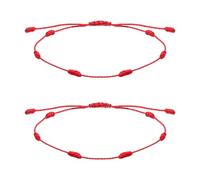 Piriuuo 2 Pcs Red String Bracelet, 7 Knots Red Thread Bracelet Adjustable Kabbalah Reds String Handmade Braided Bracelets Reds Bracelets for Protection Amulet Good Luck Gift for Men and Women