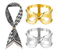 Piriuuo 2 Pcs Scarf Ring for Women, Gold Sliver Scarf Clips Metal Scarfs Slide Buckle Silk Scarves Pin Shawl Clasp Holder Scarf Accessories for T-Shirt Neckerchief Shawl
