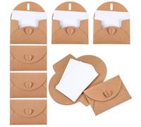 Piriuuo 25 Pcs Mini Envelopes with Blank Cards, 4.1 x 2.8 inch Gift Card Envelopes Cute Tiny Envelope with Heart Clasp Kraft Paper Envelope for Gift Cards, Wedding Party Favors