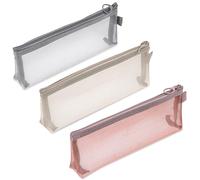 Piriuuo 3 Pcs Mesh Makeup Bag, Nylon Mesh Pencil Pouch Portable Mesh Makeup Brush Pouch Mesh Bags with Zipper Mesh Cosmetic Bags Mesh Zipper Pouch for Travel Office Home Accessories