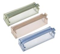 Piriuuo 3 Pcs Mesh Makeup Brush Bag, Portable Makeup Brush Pouch Multi-Functional Clear Pencil Pouch Small Cosmetic Bag with Zipper for Travel Office Home Accessories