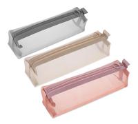 Piriuuo 3Pcs Mesh Makeup Brush Bag, Small Makeup Pouch with Zipper Portable Clear Makeup Bags Small Mesh Zipper Pouch Mesh Cosmetic Bag for Home Office Travel Accessories Organizer