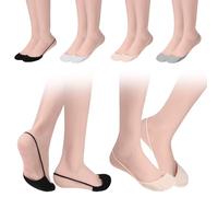 Piriuuo 4 Pairs Ultra Low Cut Liner Socks, Ball of Foot Cushion Socks Cotton Half Sock for Heels No Show Sock with Sling Back for Women US Size 6-9
