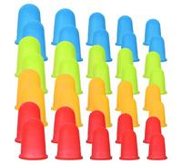 Piriuuo 40 Pcs Rubber Fingers Tips Office, 5 Sizes Silicone Finger Tip Protectors Anti-Slip Silicone Thimble Reusable Rubber Thumb Protector for Counting Collating Writing Office Task in 4 Colors