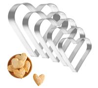 Piriuuo 5 Pcs Heart Shape Cookie Cutter Set, 3.1" 2.7" 2.2" 1.8" 1.4" Stainless Steel Biscuit Cutters Sandwiches Cutter Heart Shaped Biscuit Mold for Birthday Party Valentines Day
