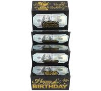 Piriuuo Birthday Money Envelope, Birthday Money Holder for Cash Gift Black Gold Happy Birthdays Moneys Gift Holder with 6 Slots for Cash Surprise Cashs Envelope for Men Women Girls Boys