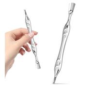 Piriuuo Cuticle Pusher with Cuticle Fork, 2 In 1 Cuticle Trimmer Professional Nail Pusher and Cuticle Cutter Stainless Steel Cuticle Remover Tool for Manicures Pedicure (Sliver)