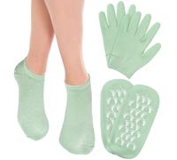 Piriuuo Moisturizing Gloves and Socks, Gel Spa Moisturizing Therapy Sock ＆ Glove Hand Masks Moisturizing Glove Gel Gloves for Dry Hands Soften Repairing Dry Cracked Hands Feet Skin Care(Green)