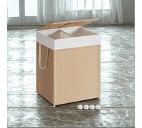 Pirlo Plush 100L Double Laundry Basket With Lid & Removable Lining in Beige Pirlo Plush Beige