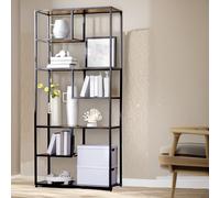 Pirlo Plush 180CM Industrial 7 Tier Bookcase Rustic Brown Pirlo Plush Brown