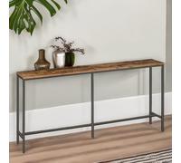 Rafaelo Mobilia Wide Narrow Hallway Slim Console Table Rustic Brown