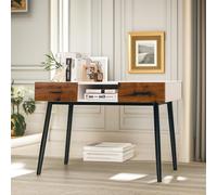 Pirlo Plush 2 Drawer Console Accent Table Hallway Living Room Furniture in Black Pirlo Plush Black