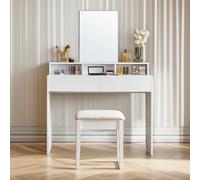 Pirlo Plush 2 Drawer Dressing Table With Mirror White Pirlo Plush White