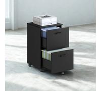 Pirlo Plush 2 Drawer Portable Rolling Filing Cabinet Black Pirlo Plush Black
