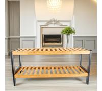 Pirlo Plush 2-Tier Bamboo Shoe Rack in Brown Pirlo Plush Brown