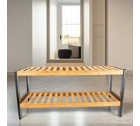 Pirlo Plush 2-Tier Bamboo Shoe Rack Stand Hallway Furniture