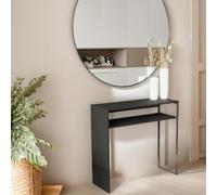 Pirlo Plush 2 Tier Console Table With Steel Frame Hallway Furniture in Black Pirlo Plush Black